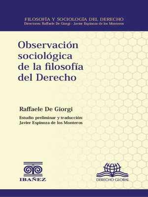 cover image of Observación sociológica de la filosofía del derecho